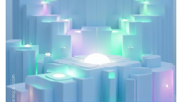 Abstract illustration of interlocking data points flowing into a secure, transparent sphere, depicting organized and protected information. Colors are soft blues, greens, and subtle purples from the brand palette.