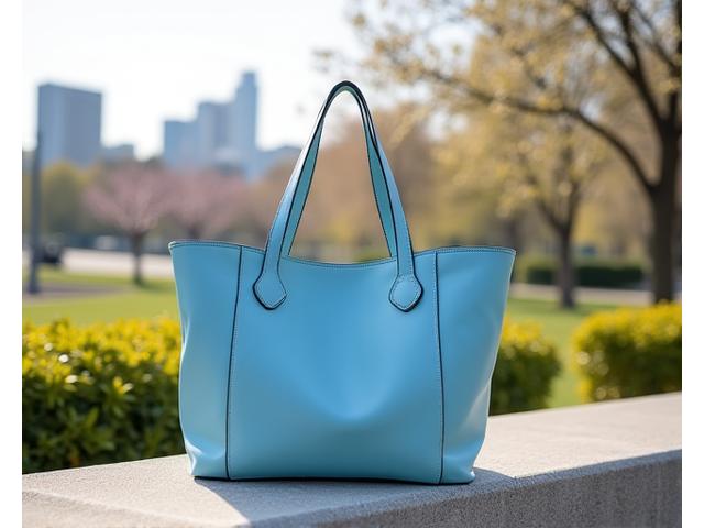A stylish convertible yoga tote bag by a city park, transforming from a chic everyday bag to a yoga gear carrier, perfect for urban practitioners.
